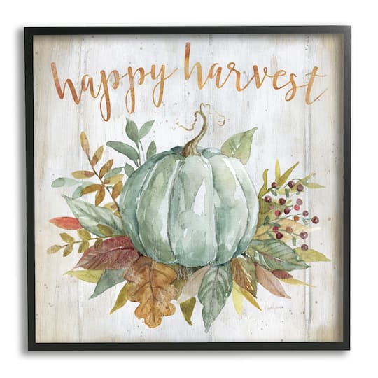 Stupell Industries Happy Harvest Seasonal Pumpkin Framed Giclee Art